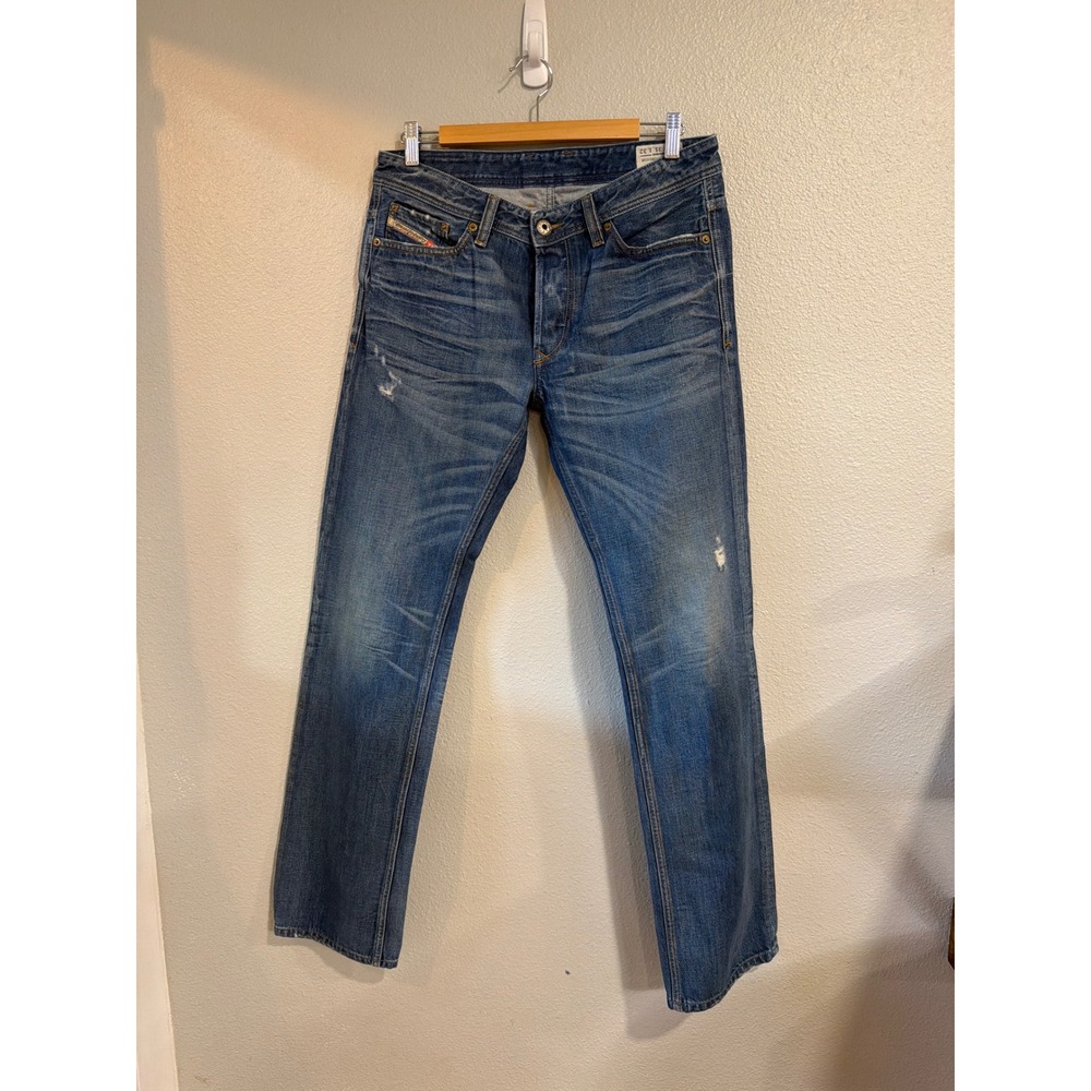 Diesel Viker Regular Straight Jeans Mens 31x32 Blue Y2k Distressed Denim